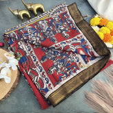 Vriksham Red Kalamkari Saree with Nizam Border-VS4311